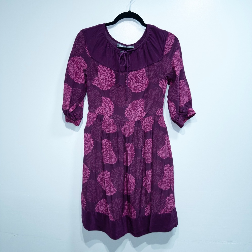 Girls From Savoy Anthropologie Purple Bouquet Toss Silk Mini Dress Size 2
